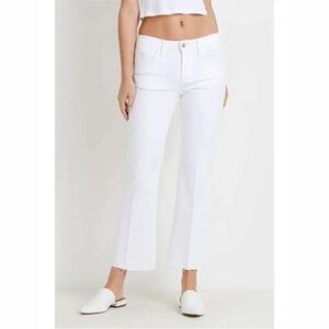 L.T.J Letter To Juliet Sicily Flare Crop Raw Hem Denim Jeans White Size 31